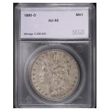 1880-O MORGAN DOLLAR SEGS AU-50 1880-O MORGAN DOLLAR SEGS AU-50