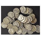 (50) MIXED DATE MERCURY DIMES (50) MIXED DATE MERCURY DIMES