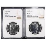 (2) 1964 PROOF KENNEDY HALF DOLLARS NGC PF68 (2) 1964 PROOF KENNEDY HALF DOLLARS NGC PF68