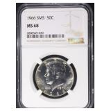 1966 SMS KENNEDY HALF DOLLAR NGC MS68 1966 SMS KENNEDY HALF DOLLAR NGC MS68