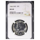 1966 SMS KENNEDY HALF DOLLAR NGC MS68