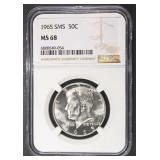 1965 SMS KENNEDY HALF DOLLAR NGC MS68 1965 SMS KENNEDY HALF DOLLAR NGC MS68