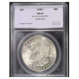1921 MORGAN DOLLAR SEGS MS-63 SO-CALLED ZERBIE 1921 MORGAN DOLLAR SEGS MS-63 SO-CALLED ZERBIE