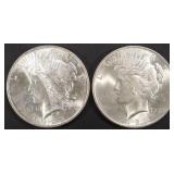 (2) 1923 PEACE DOLLARS BU