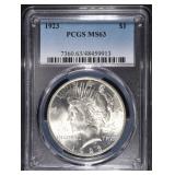 1923 PEACE DOLLAR PCGS MS63 1923 PEACE DOLLAR PCGS MS63
