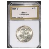 1951-S FRANKLIN HALF DOLLAR PCI CH/GEM BU FBL