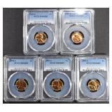 (5) 1955-S LINCOLN CENT PCGS MS66 RD (5) 1955-S LINCOLN CENT PCGS MS66 RD