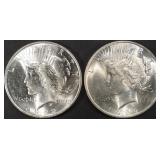 (2) 1922 PEACE DOLLARS CH BU