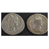 2 ANCIENT DENARIUS COINS 2 ANCIENT DENARIUS COINS