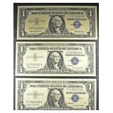 1957, 57 A, 57 B $1 SILVER CERTS CH CU