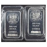(2) 1 OZ .999 SILVER SUNSHINE MINTING BARS (2) 1 OZ .999 SILVER SUNSHINE MINTING BARS