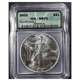 2002 AMERICAN SILVER EAGLE ICG MS70