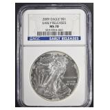 2009 AMERICAN SILVER EAGLE NGC MS70 EARLY RELEASES