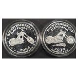 (2) 1 OZ .999 SILVER BIKETOBERFEST DAYTONA ROUNDS