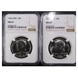 1965 & 1966 SMS KENNEDY HALF DOLLARS NGC MS67