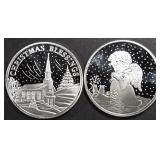 (2) 1 OZ .999 SILVER ANGEL & XMAS BLESSINGS ROUNDS