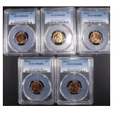 (5) 1955-S LINCOLN CENT PCGS MS66 RD (5) 1955-S LINCOLN CENT PCGS MS66 RD