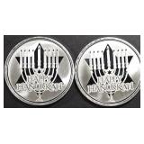 (2) 1 OZ .999 SILVER 2023 HANUKKAH ROUNDS