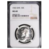 1965 SMS KENNEDY HALF DOLLAR NGC MS68 1965 SMS KENNEDY HALF DOLLAR NGC MS68