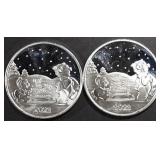 (2) 1 OZ .999 SILVER 2023 XMAS SLED ROUNDS (2) 1 OZ .999 SILVER 2023 XMAS SLED ROUNDS