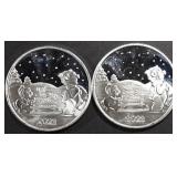 (2) 1 OZ .999 SILVER 2023 XMAS SLED ROUNDS