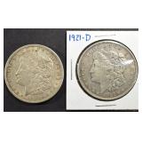 1921 & 1921-D MORGAN DOLLARS AU