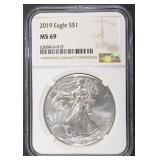 2019 AMERICAN SILVER EAGLE, NGC MS-69 2019 AMERICAN SILVER EAGLE, NGC MS-69