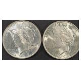 (2) 1923 PEACE DOLLARS BU