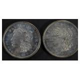(2) 1 OZ .999 SILVER MORGAN DESIGN ROUNDS (2) 1 OZ .999 SILVER MORGAN DESIGN ROUNDS