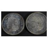 (2) 1 OZ .999 SILVER MORGAN DESIGN ROUNDS