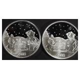 (2) 1 OZ .999 SILVER 2023 XMAS SLED ROUNDS (2) 1 OZ .999 SILVER 2023 XMAS SLED ROUNDS