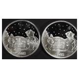 (2) 1 OZ .999 SILVER 2023 XMAS SLED ROUNDS