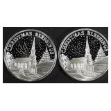 (2) 1 OZ .999 SILVER 2023 XMAS BLESSINGS ROUNDS (2) 1 OZ .999 SILVER 2023 XMAS BLESSINGS ROUNDS