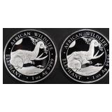 (2) 1 OZ .999 SILVER 2023 SOMALIAN ELEPHANT ROUNDS