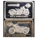 (2) 1.4 OZ .999 SILVER HARLEY DAVIDSON BARS (2) 1.4 OZ .999 SILVER HARLEY DAVIDSON BARS