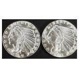 (2) 1 OZ .999 SILVER INDIAN DESIGN ROUNDS (2) 1 OZ .999 SILVER INDIAN DESIGN ROUNDS