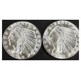 (2) 1 OZ .999 SILVER INDIAN DESIGN ROUNDS