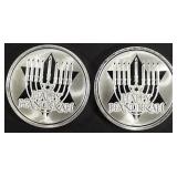 (2) 1 OZ .999 SILVER 2023 HANUKKAH ROUNDS (2) 1 OZ .999 SILVER 2023 HANUKKAH ROUNDS
