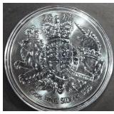 (1) 10 OZ .999 SILVER 2020 ROYAL ARMS LARGE ROUND (1) 10 OZ .999 SILVER 2020 ROYAL ARMS LARGE ROUND