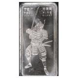 (1) 10 OZ .999 SILVER SAMURAI BAR (1) 10 OZ .999 SILVER SAMURAI BAR