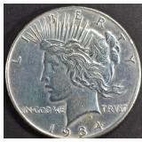 1934 PEACE DOLLAR AU CLEANED