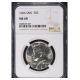 1966 SMS KENNEDY HALF DOLLAR NGC MS68 1966 SMS KENNEDY HALF DOLLAR NGC MS68