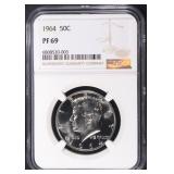1964 PROOF KENNEDY HALF DOLLAR NGC PF69 1964 PROOF KENNEDY HALF DOLLAR NGC PF69