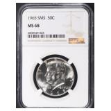 1965 SMS KENNEDY HALF DOLLAR NGC MS68 1965 SMS KENNEDY HALF DOLLAR NGC MS68
