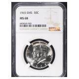 1965 SMS KENNEDY HALF DOLLAR NGC MS68