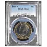 1989-P KENNEDY HALF DOLLAR PCGS MS66