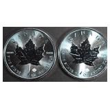 (2) 1 OZ .999 SILVER 2016 MAPLE LEAF ROUNDS (2) 1 OZ .999 SILVER 2016 MAPLE LEAF ROUNDS