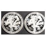 (2) 1 OZ .999 SILVER YEAR OF THE DRAGON ROUNDS