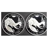 (2) 1 OZ .999 SILVER 2023 SOMALIAN ELEPHANT ROUNDS (2) 1 OZ .999 SILVER 2023 SOMALIAN ELEPHANT ROUNDS