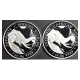 (2) 1 OZ .999 SILVER 2023 SOMALIAN ELEPHANT ROUNDS